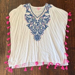 Lilly Pulitzer Women's White Embroidered Tassel Swim Coverup